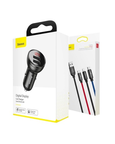 Încărcător Auto Baseus Digital Display 4.8A 24W Negru