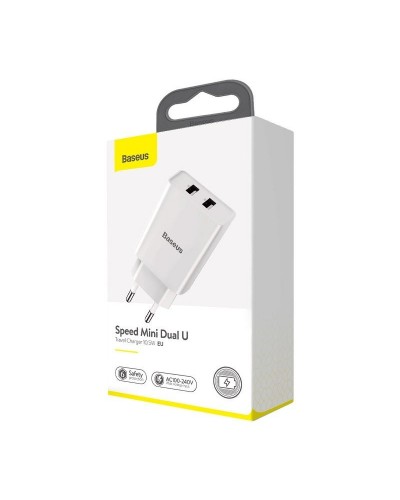 Incarcator de retea BASEUS Speed Mini Dual U, 10.5W - Alb Incarcator de retea BASEUS Speed Mini Dual U, 10.5W - Alb
