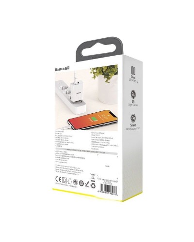 Incarcator de retea BASEUS Speed Mini Dual U, 10.5W - Alb Incarcator de retea BASEUS Speed Mini Dual U, 10.5W - Alb