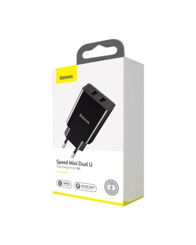 Incarcator de retea BASEUS Speed Mini Dual U, 10.5W - Negru Incarcator de retea BASEUS Speed Mini Dual U, 10.5W - Negru