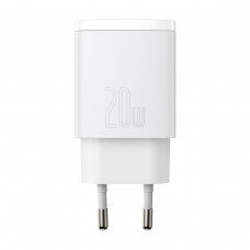 Incarcator de retea Baseus Compact Quick Charger, 1x USB, 1x USB C, 20W - Alb
