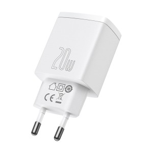 Incarcator de retea Baseus Compact Quick Charger, 1x USB, 1x USB C, 20W - Alb