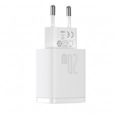 Incarcator de retea Baseus Compact Quick Charger, 1x USB, 1x USB C, 20W - Alb