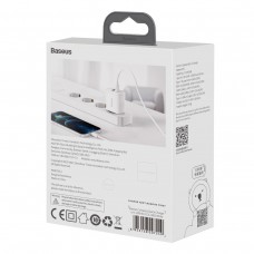 Incarcator de retea Baseus Compact Quick Charger, 1x USB, 1x USB C, 20W - Alb