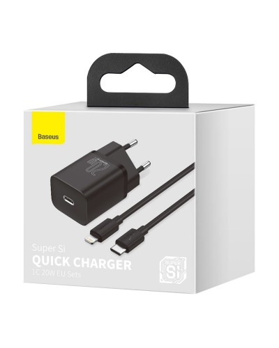 Încărcător Set Baseus Super Si Cablu 20W Negru Încărcător Set Baseus Super Si Cablu 20W Negru