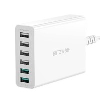 Incarcator de retea BlitzWolf BW-S15 6x USB, QC 3.0, 60W - Alb