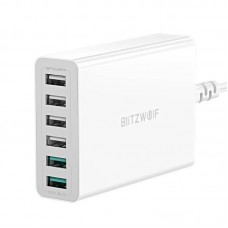 Incarcator de retea BlitzWolf BW-S15 6x USB, QC 3.0, 60W - Alb