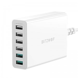 Incarcator de retea BlitzWolf BW-S15 6x USB, QC 3.0, 60W - Alb