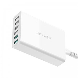 Incarcator de retea BlitzWolf BW-S15 6x USB, QC 3.0, 60W - Alb