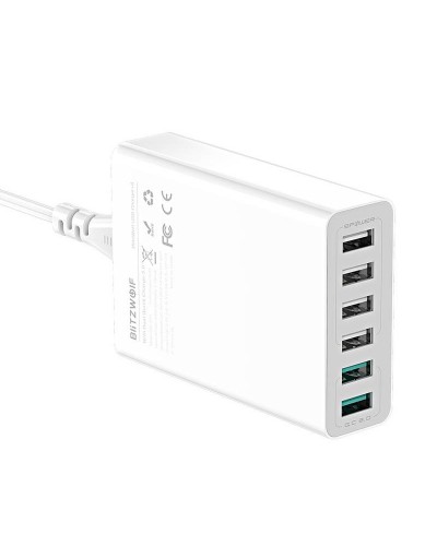 Incarcator de retea BlitzWolf BW-S15 6x USB, QC 3.0, 60W - Alb