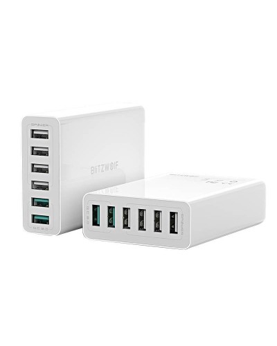 Incarcator de retea BlitzWolf BW-S15 6x USB, QC 3.0, 60W - Alb