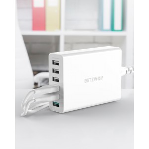 Incarcator de retea BlitzWolf BW-S15 6x USB, QC 3.0, 60W - Alb