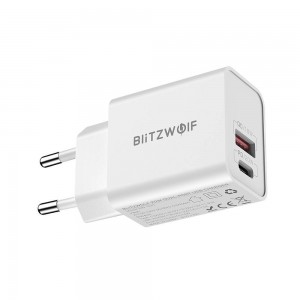 Incarcator de retea BlitzWolf BW-S20, 1x USB, 1x USB-C, 20W - Alb