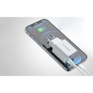Incarcator de retea BlitzWolf BW-S20, 1x USB, 1x USB-C, 20W - Alb