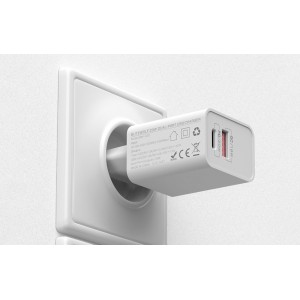 Incarcator de retea BlitzWolf BW-S20, 1x USB, 1x USB-C, 20W - Alb