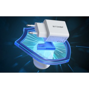 Incarcator de retea BlitzWolf BW-S20, 1x USB, 1x USB-C, 20W - Alb