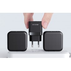 Incarcator de retea GaN BlitzWolf BW-S21 35W, 1x USB, 1x USB-C - Negru