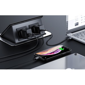 Incarcator de retea GaN BlitzWolf BW-S21 35W, 1x USB, 1x USB-C - Negru