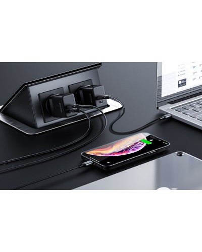 Incarcator de retea GaN BlitzWolf BW-S21 35W, 1x USB, 1x USB-C - Negru