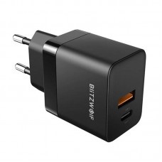 Incarcator de retea GaN BlitzWolf BW-S21 35W, 1x USB, 1x USB-C - Negru