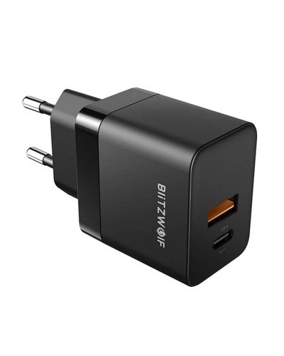 Incarcator de retea GaN BlitzWolf BW-S21 35W, 1x USB, 1x USB-C - Negru