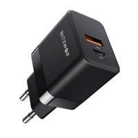 Incarcator de retea GaN BlitzWolf BW-S21 35W, 1x USB, 1x USB-C - Negru