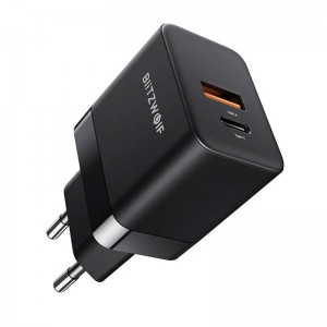 Incarcator de retea GaN BlitzWolf BW-S21 35W, 1x USB, 1x USB-C - Negru
