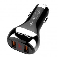 Incarcator Auto LDNIO C2, 2x USB, QC 3.0, LED, 36W - Negru