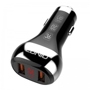 Incarcator Auto LDNIO C2, 2x USB, QC 3.0, LED, 36W - Negru
