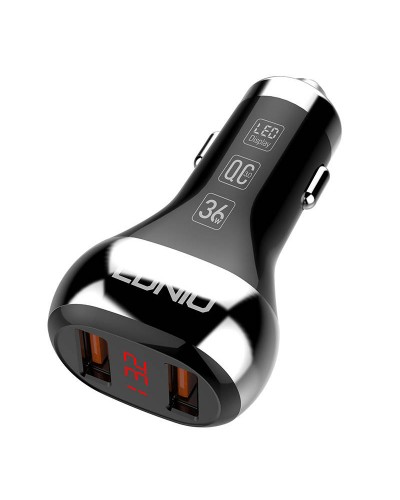 Incarcator Auto LDNIO C2, 2x USB, QC 3.0, LED, 36W - Negru