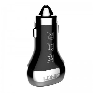 Incarcator Auto LDNIO C2, 2x USB, QC 3.0, LED, 36W - Negru