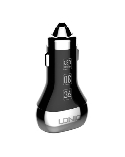 Incarcator Auto LDNIO C2, 2x USB, QC 3.0, LED, 36W - Negru
