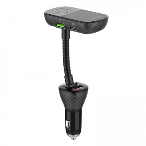 Incarcator auto cu modulator FM LDNIO C705Q, 2x USB, 1x USB Type-C, 45W, QC 3.0, PD 3.0, AUX, Bluetooth - Negru