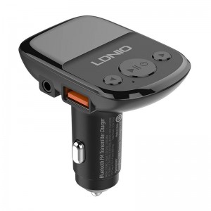 Incarcator auto cu modulator FM LDNIO C706Q, 2x USB, 25W, QC 3.0, AUX, Bluetooth, compatibil microSD - Negru