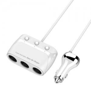 Set Incarcator Auto + Splitter LDNIO C504Q, 4x USB, QC 3.0, 160W - Alb
