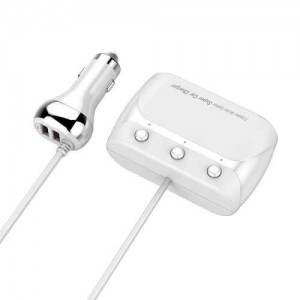Set Incarcator Auto + Splitter LDNIO C504Q, 4x USB, QC 3.0, 160W - Alb