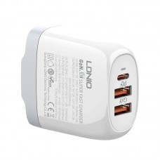 Incarcator de retea GaN LDNIO A3511Q, 2x USB, 1xUSB-C, 65W - Alb