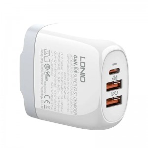 Incarcator de retea GaN LDNIO A3511Q, 2x USB, 1xUSB-C, 65W - Alb