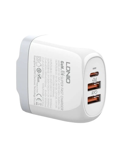 Incarcator de retea GaN LDNIO A3511Q, 2x USB, 1xUSB-C, 65W - Alb Incarcator de retea GaN LDNIO A3511Q, 2x USB, 1xUSB-C, 65W - Alb