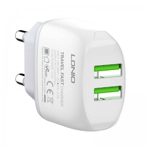 Incarcator de retea LDNIO A2219, 2x USB, 2.4A, 12W - Alb