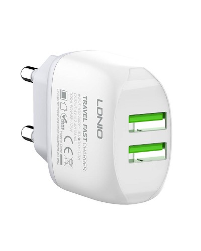 Incarcator de retea LDNIO A2219, 2x USB, 2.4A, 12W - Alb