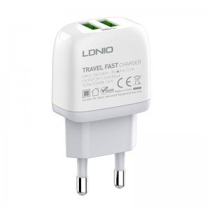 Incarcator de retea LDNIO A2219, 2x USB, 2.4A, 12W - Alb