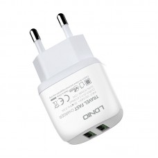 Incarcator de retea LDNIO A2219, 2x USB, 2.4A, 12W - Alb
