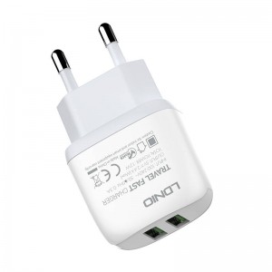 Incarcator de retea LDNIO A2219, 2x USB, 2.4A, 12W - Alb