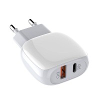 Incarcator de retea LDNIO A2313C, 1x USB, 1x USB Type-C, QC 3.0, PD, 20W - Alb