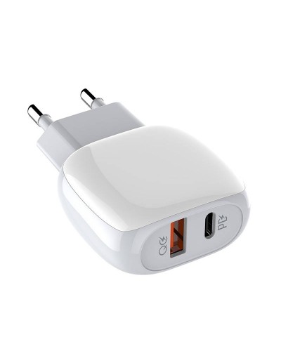 Incarcator de retea LDNIO A2313C, 1x USB, 1x USB Type-C, QC 3.0, PD, 20W - Alb