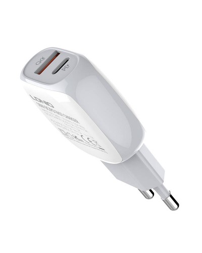 Incarcator de retea LDNIO A2313C, 1x USB, 1x USB Type-C, QC 3.0, PD, 20W - Alb