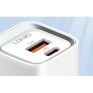 Incarcator de retea LDNIO A2318C, 1x USB, 1x USB-C, PD, QC 3.0, 20W - Alb