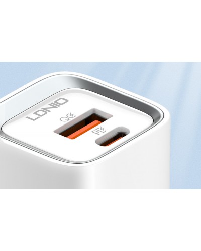 Incarcator de retea LDNIO A2318C, 1x USB, 1x USB-C, PD, QC 3.0, 20W - Alb