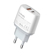 Incarcator de retea LDNIO A2424C, 1x USB, 1x USB-C, PD, QC 3.0, 20W - Alb